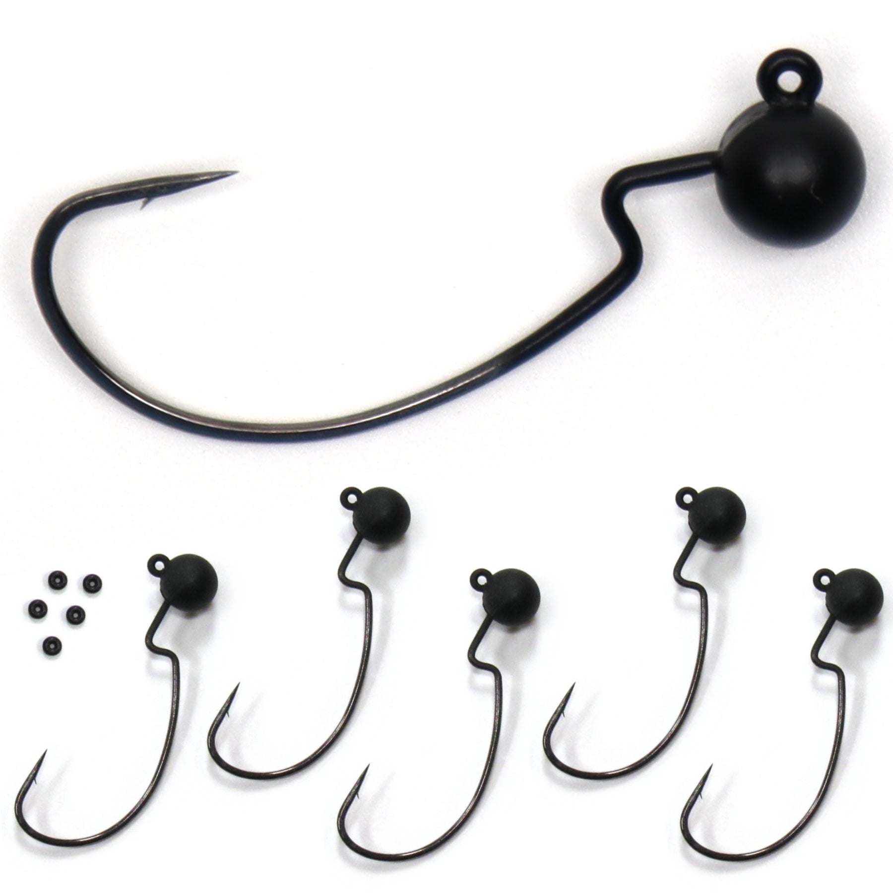 Tungsten Offset Weedless Ned Rig Jigheads (5 Pack w/ Bait Pegs)