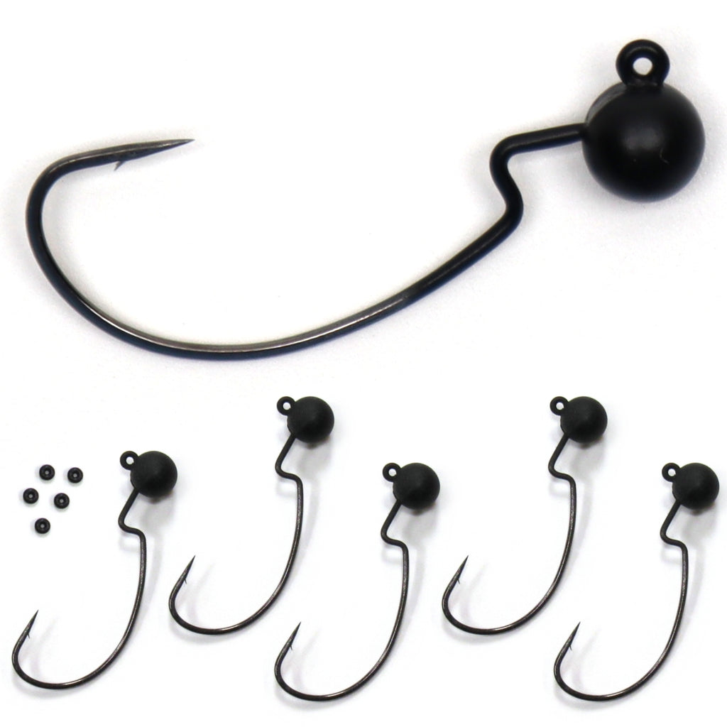 Tungsten Offset Weedless Ned Rig Jigheads (5 Pack w/ Bait Pegs)