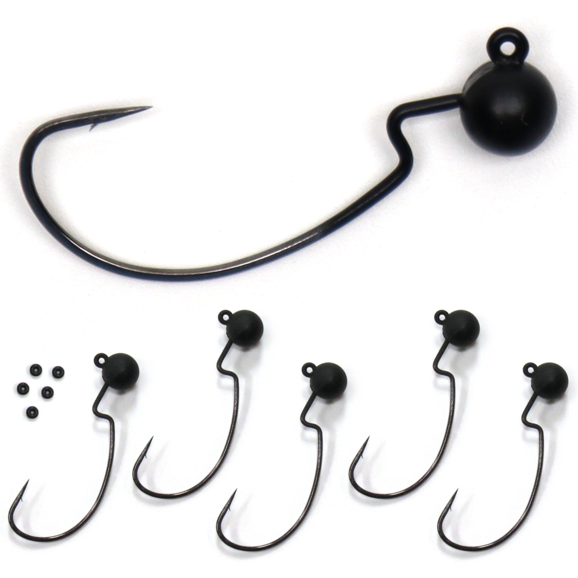 Tungsten Offset Weedless Ned Rig Jigheads (5 Pack w/ Bait Pegs)
