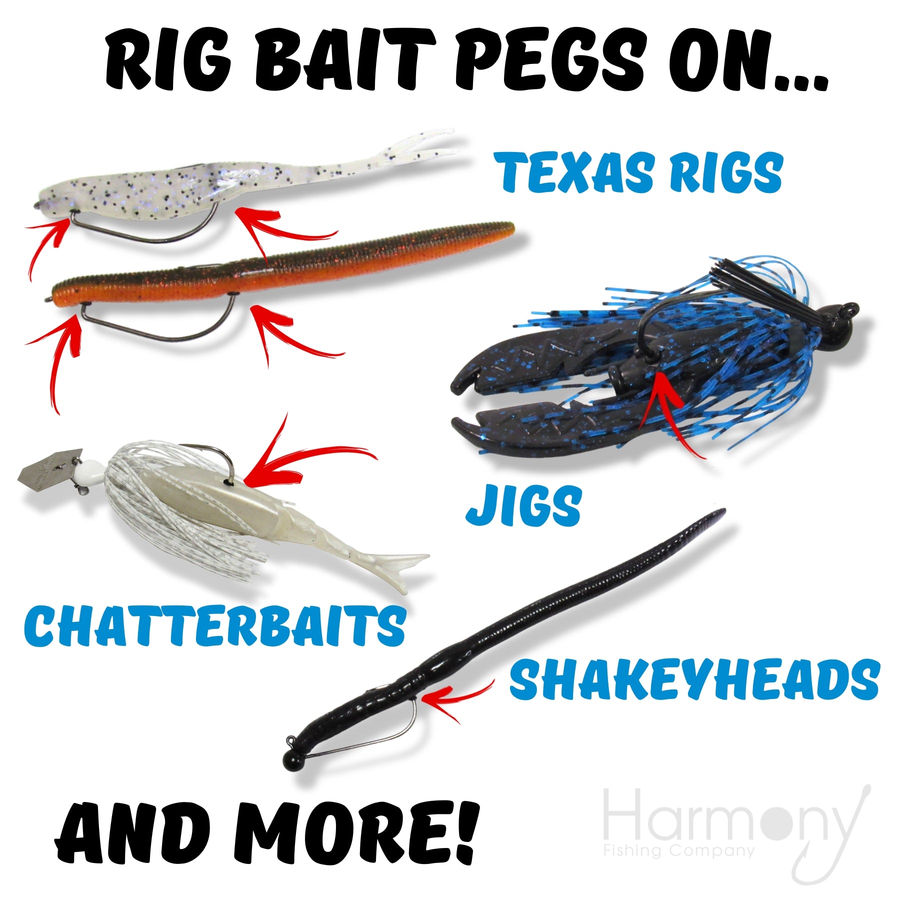 fish & hook bait Bait Pegs by Harmony Fishing Company