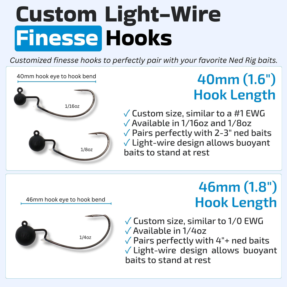 Offset Weedless Ned Rig Jigheads with Flex Keepers (5 Pack)