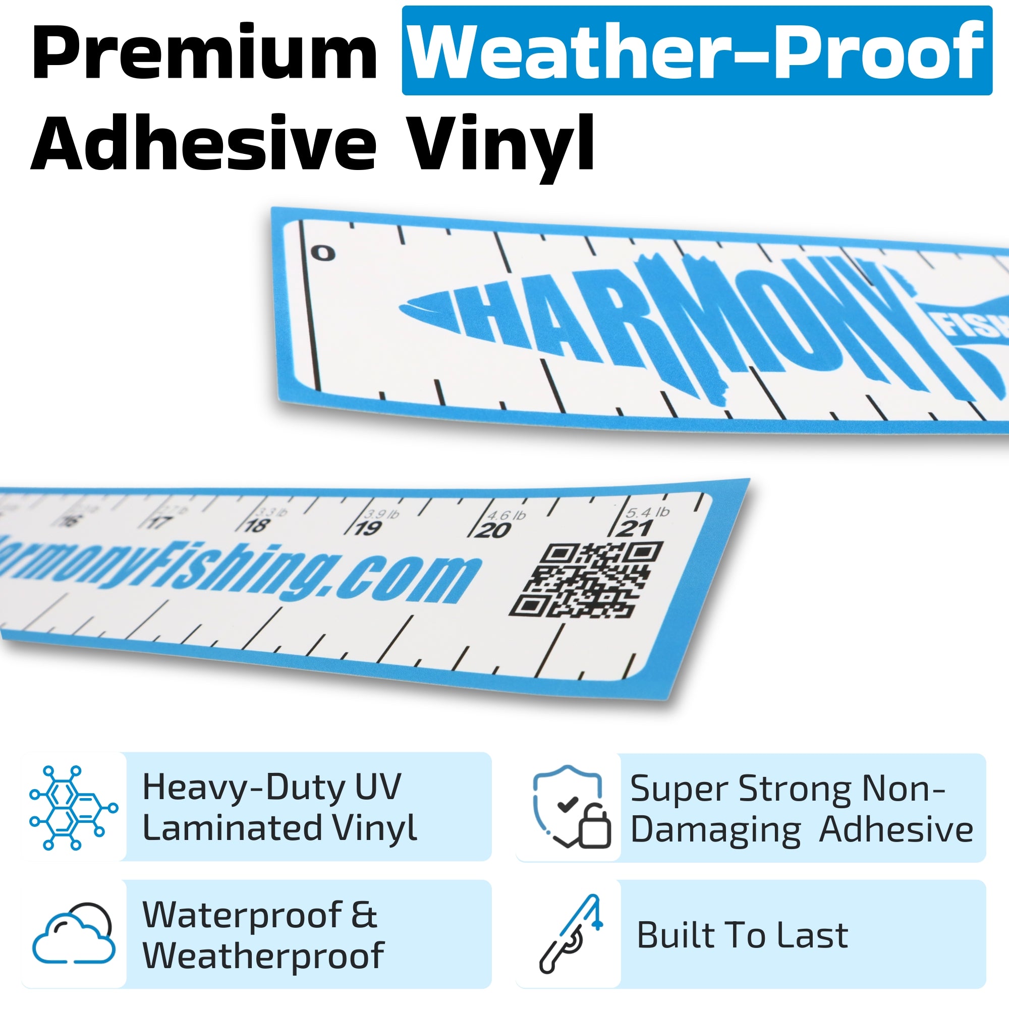 Pro-Series 21" Bass Fishing Ruler Decal with Weight Estimator (3 pack)