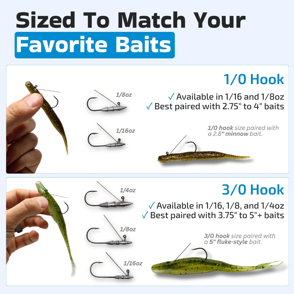 Hover Swim Minnow Rig Jigheads for Bass Fishing (6 Pack)