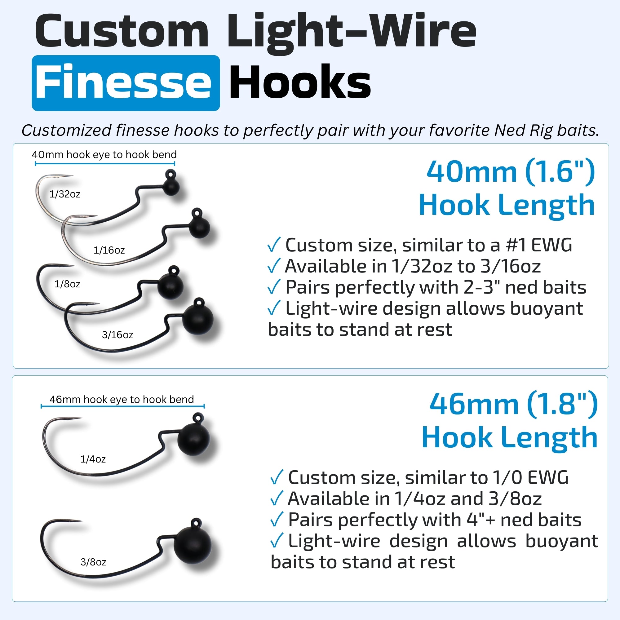 Tungsten Offset Weedless Ned Rig Jigheads (5 Pack w/ Bait Pegs)