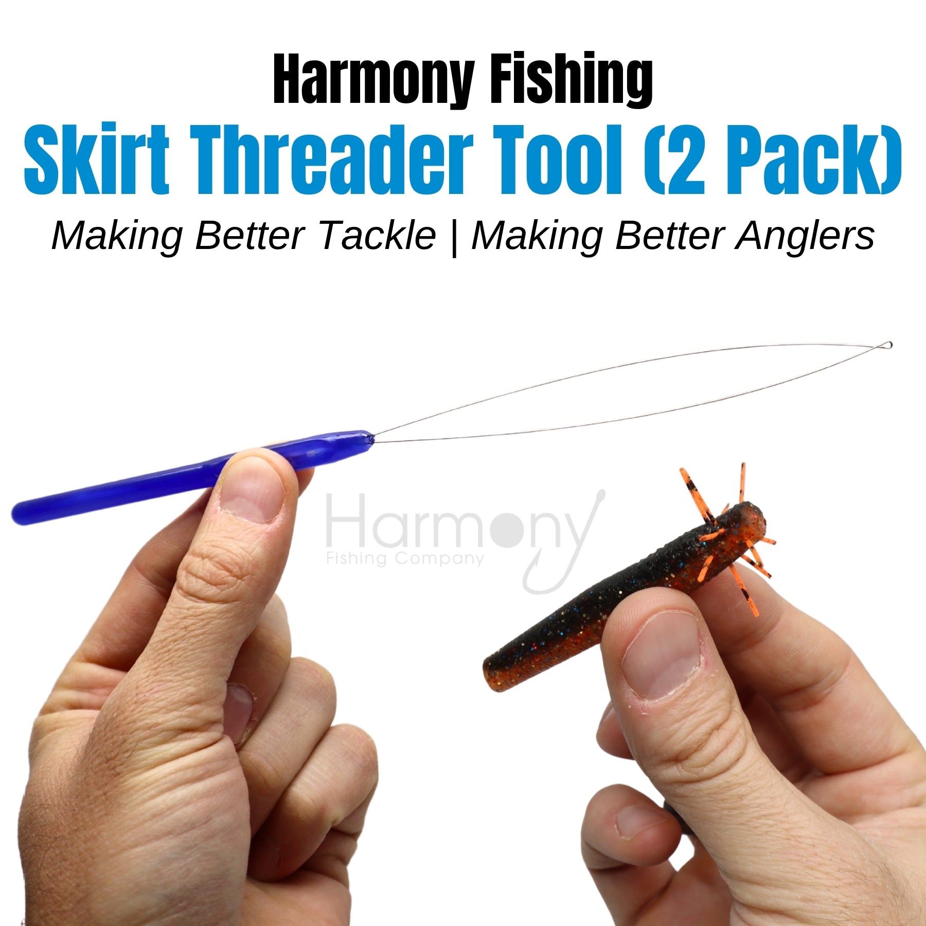 Skirt Threader Tool (2-Pack + 8 Silicone Skirts) - Create Custom Fuzzy Dice Style Bass Baits