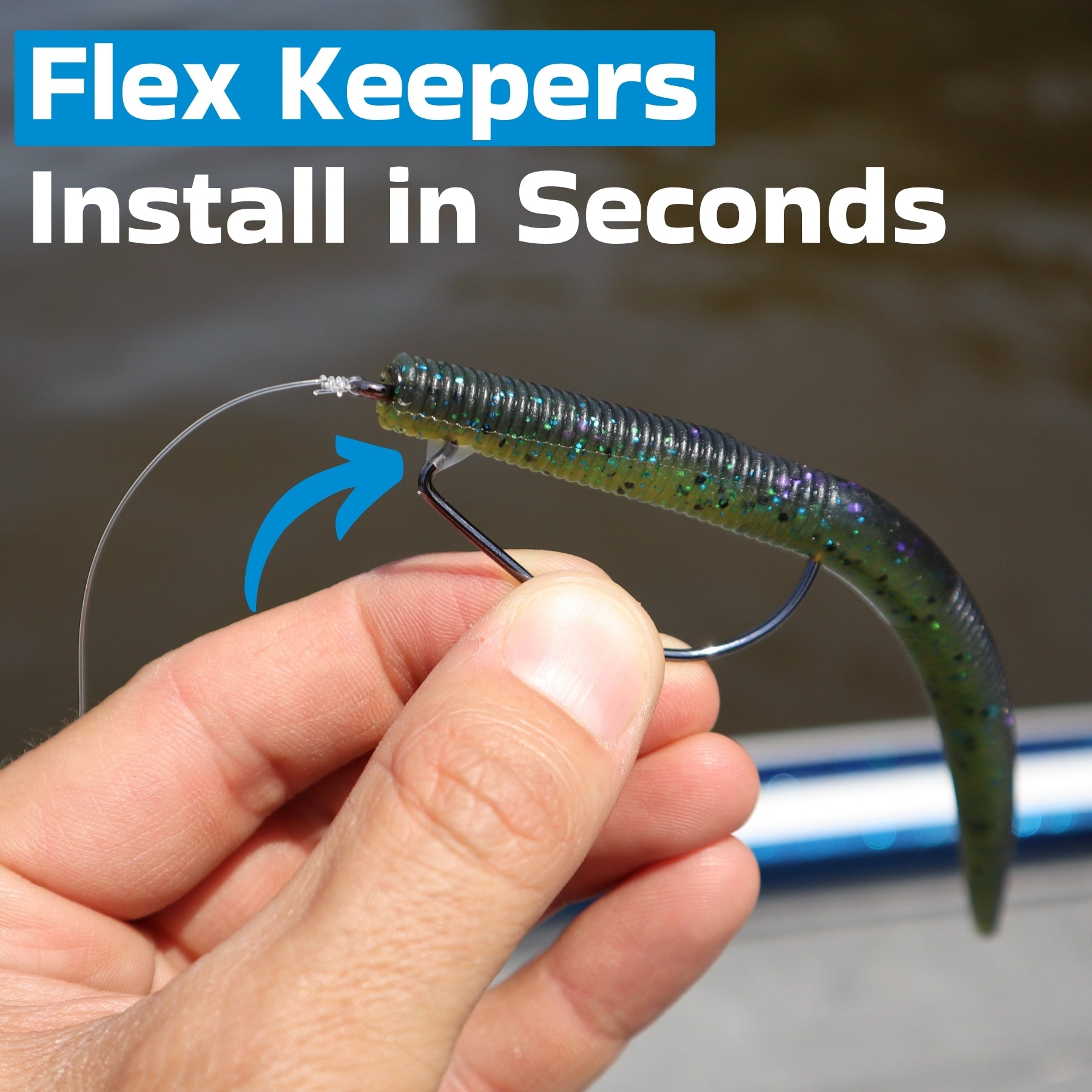Harmony Fishing - Razor Series EWG Offset Hooks with Flex Keepers (10 Pack) – Bass Fishing | Adjustable Flexible Bait Stoppers | HCS