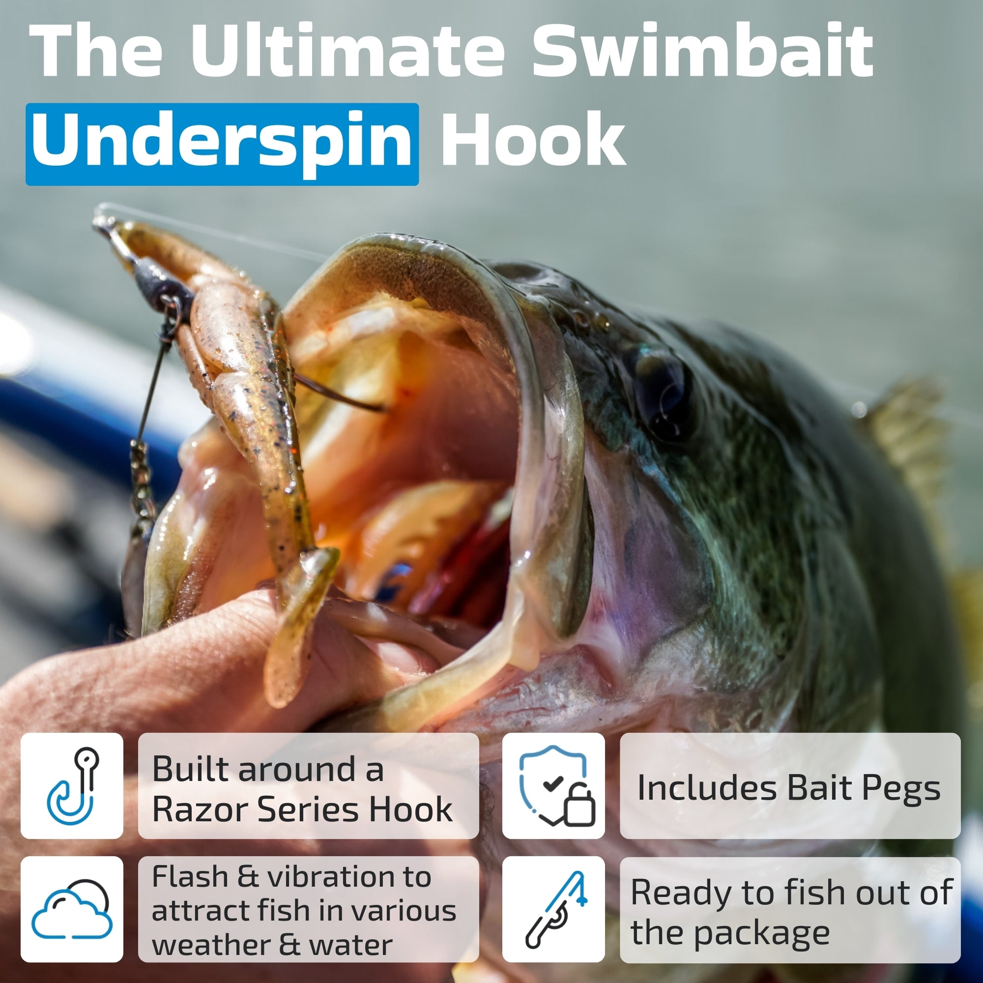 Razor Series UnderSpin Hooks (4 Pack)