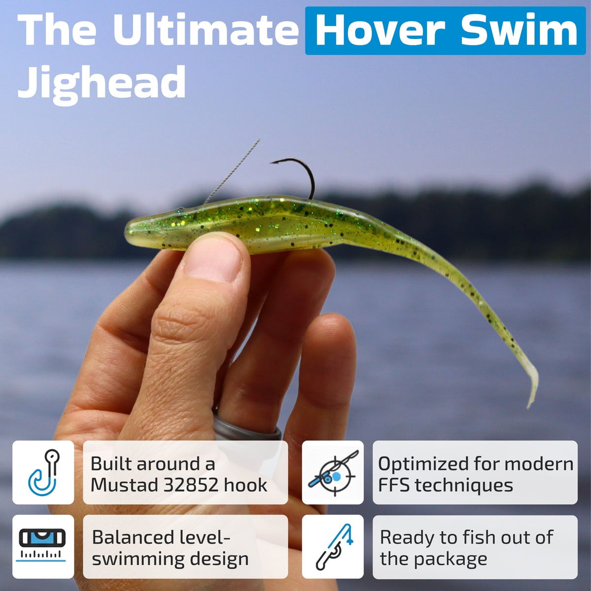 Hover Swim Minnow Rig Jigheads for Bass Fishing (6 Pack)