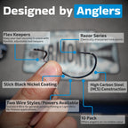Razor Series EWG Offset Hooks with Flex Keepers (10 Pack)