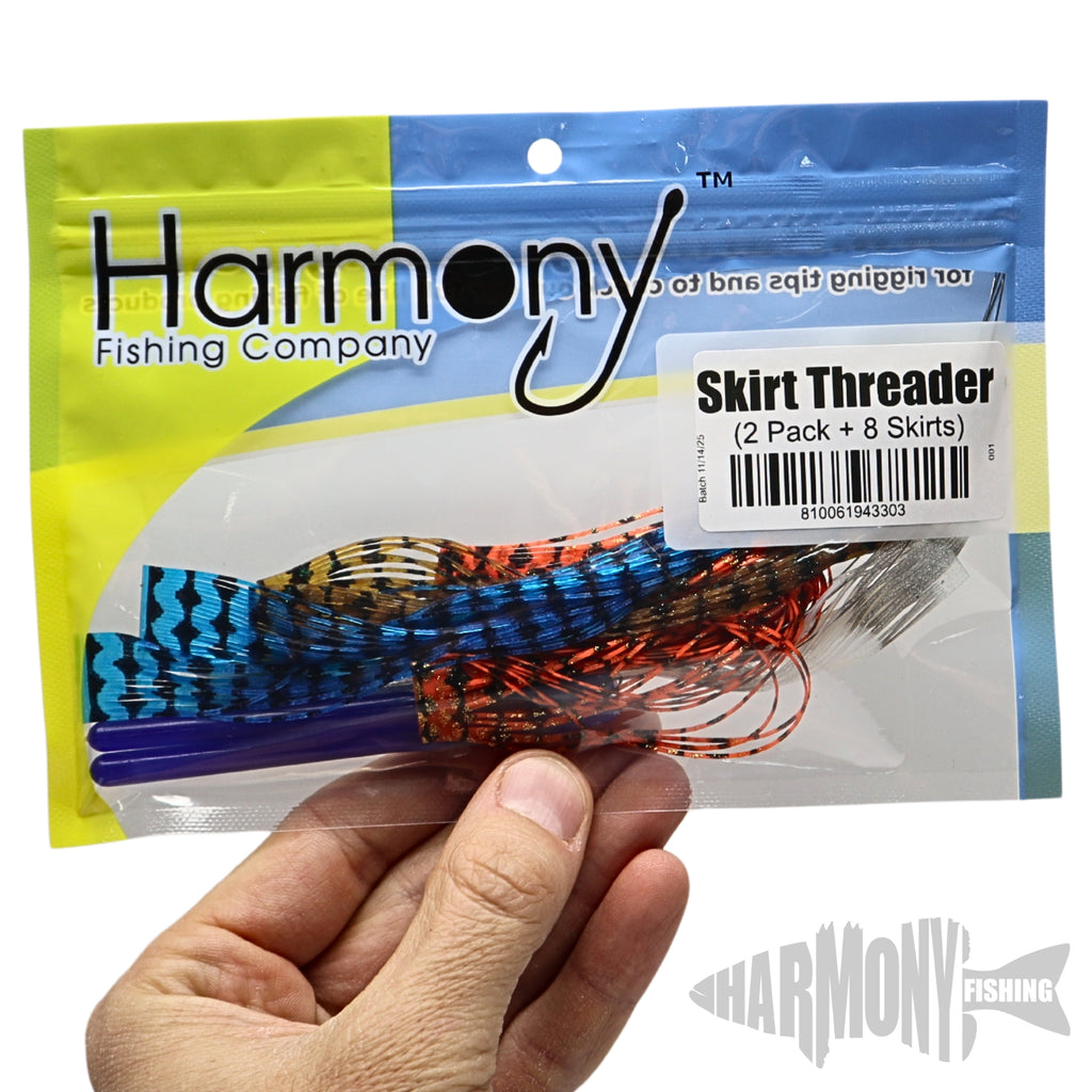 Skirt Threader Tool (2-Pack + 8 Silicone Skirts) - Create Custom Fuzzy Dice Style Bass Baits