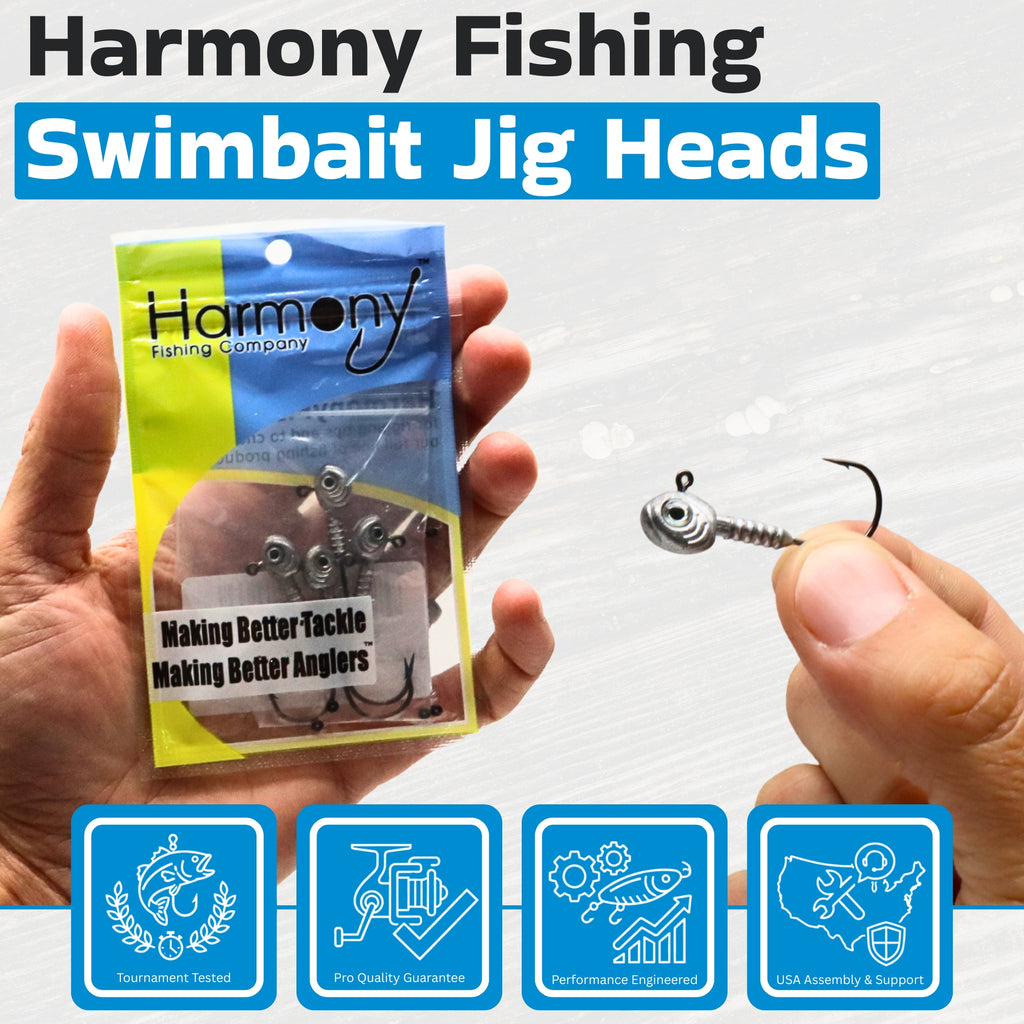 Swimbait Jig Heads (4-Pack with 5 Bait Pegs) Tournament Grade Minnow Swimming Jig Heads