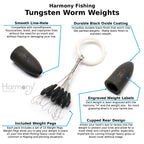Tungsten Worm Weights w/ Weight Pegs [Select Size, Qty]