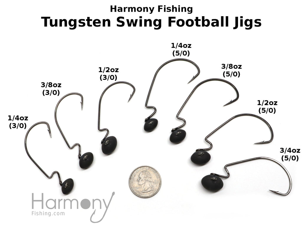 Tungsten Swing Football Jig (3 Pack w/ 10 Bait Pegs) [Select Size]