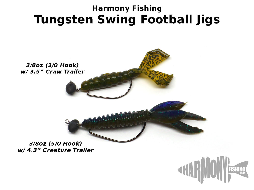 Tungsten Swing Football Jig (3 Pack w/ 10 Bait Pegs) [Select Size]
