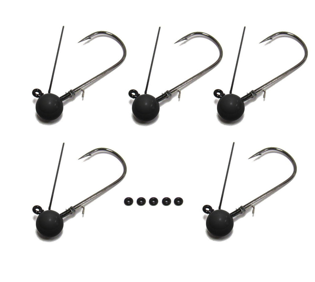 Tungsten Weedless Ball Jigheads (5 Pack w/ Bait Pegs) [Select Size]