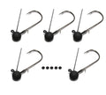 Tungsten Weedless Ball Jigheads (5 Pack w/ Bait Pegs) [Select Size]