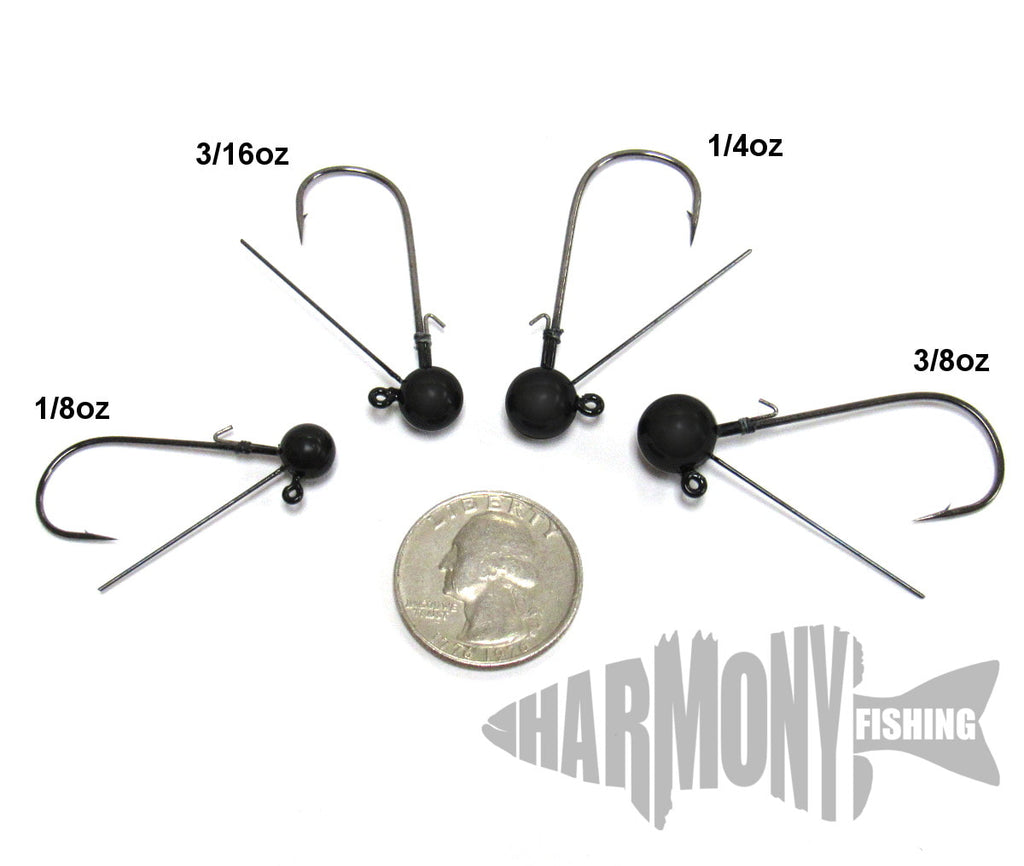 Tungsten Weedless Ball Jigheads (5 Pack w/ Bait Pegs) [Select Size]