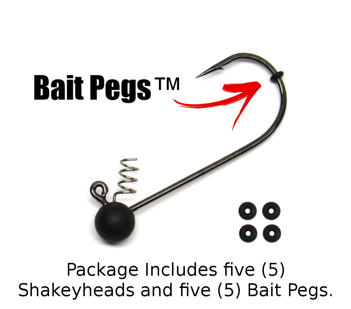 Tungsten Shakeyhead Jigs (5 Pack w/ Bait Pegs) [Select Size]