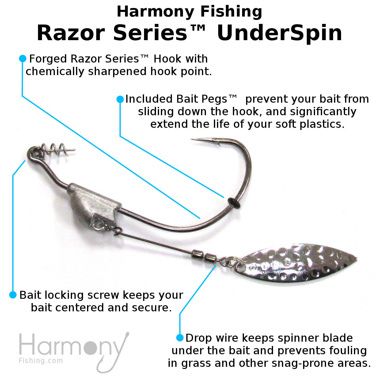 Razor Series UnderSpin Hooks (4 Pack)