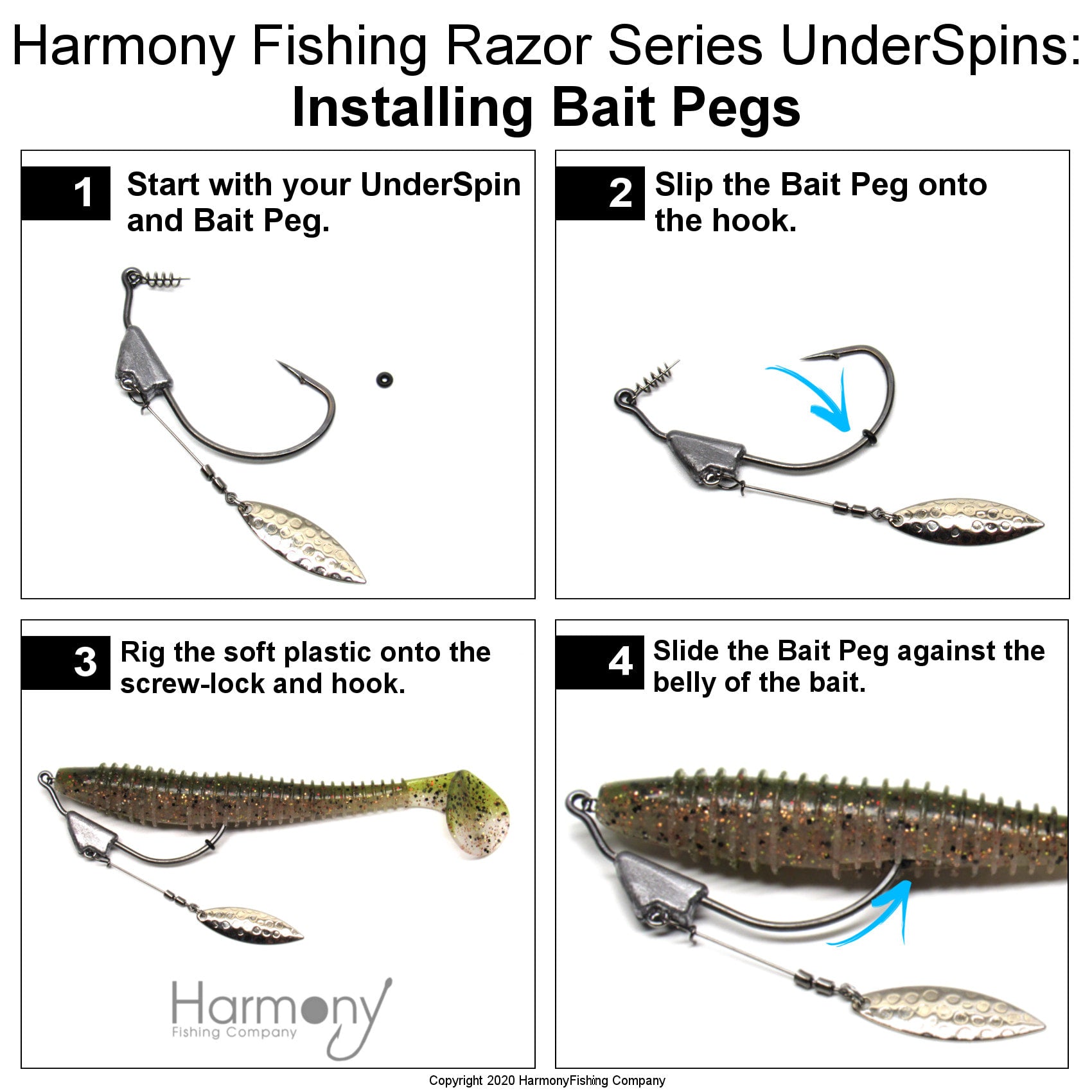 Razor Series UnderSpin Hooks (4 Pack)