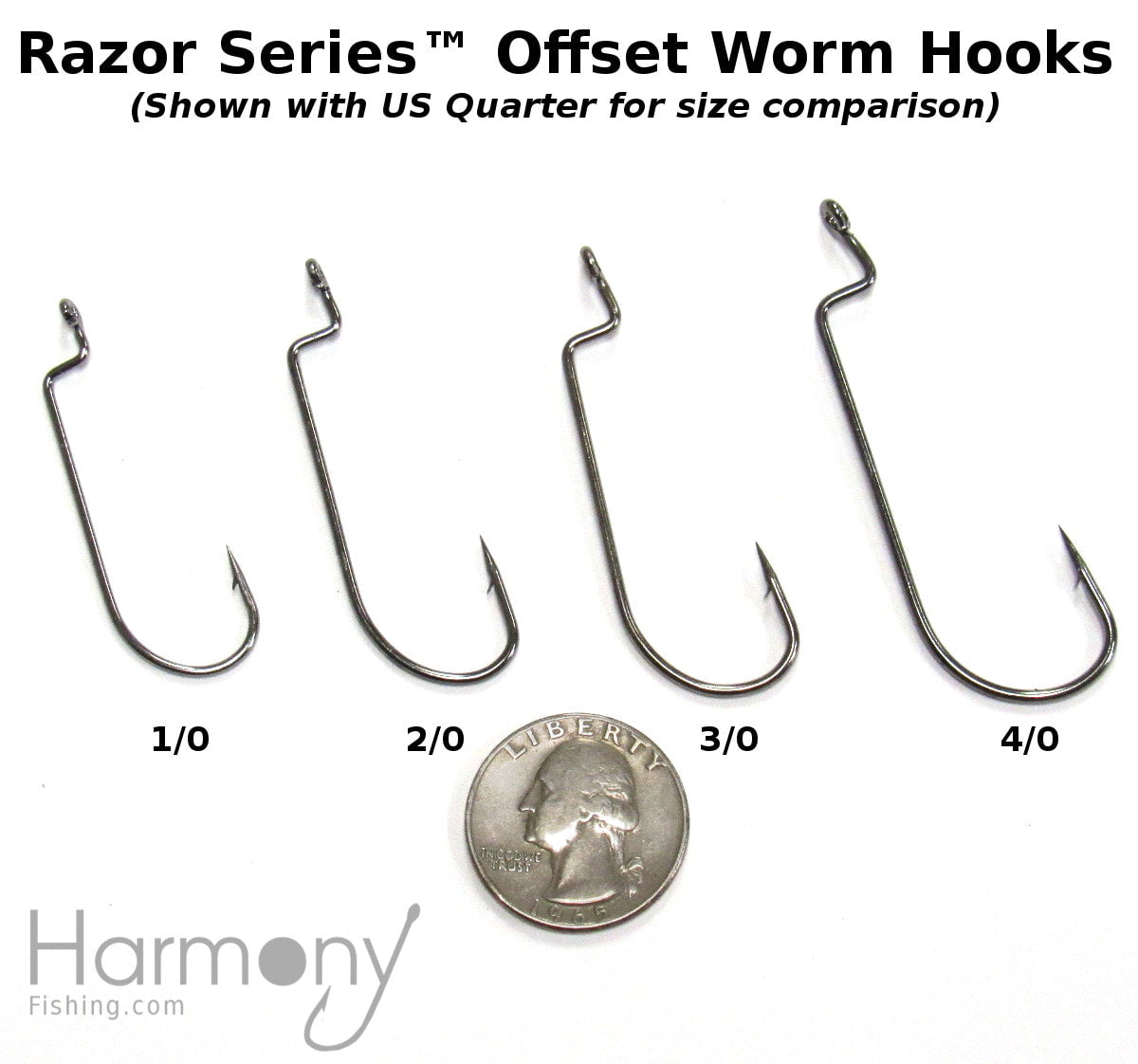Razor Series Offset Worm Hooks w/ Bait Pegs (10 Pack, Select Size)