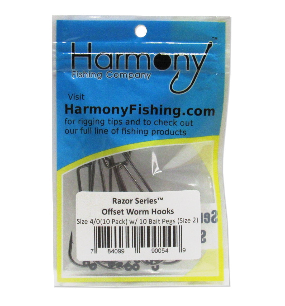 Razor Series Offset Worm Hooks w/ Bait Pegs (10 Pack, Select Size)