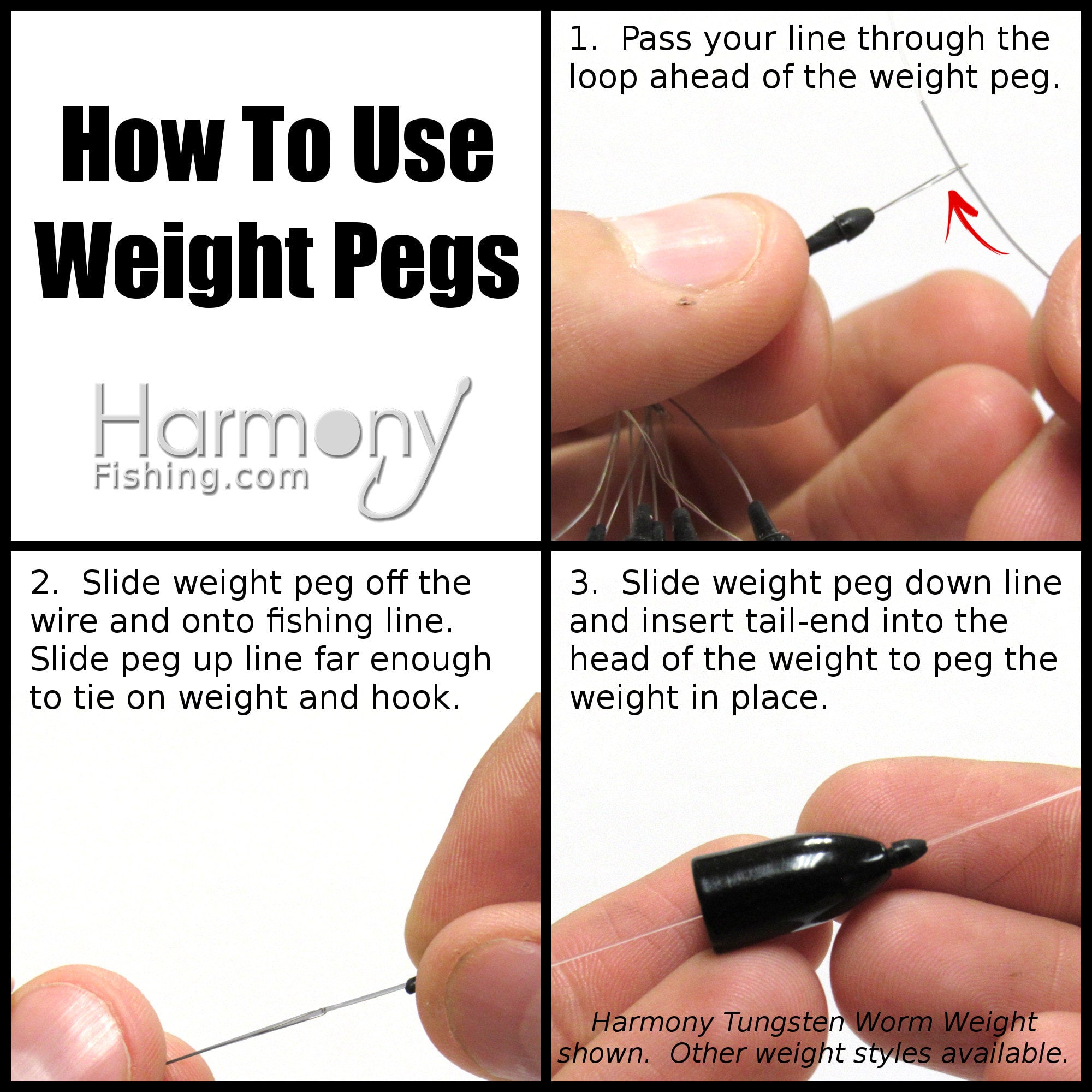 Tungsten Flipping Weights w/ Weight Pegs [Select Size, Qty]
