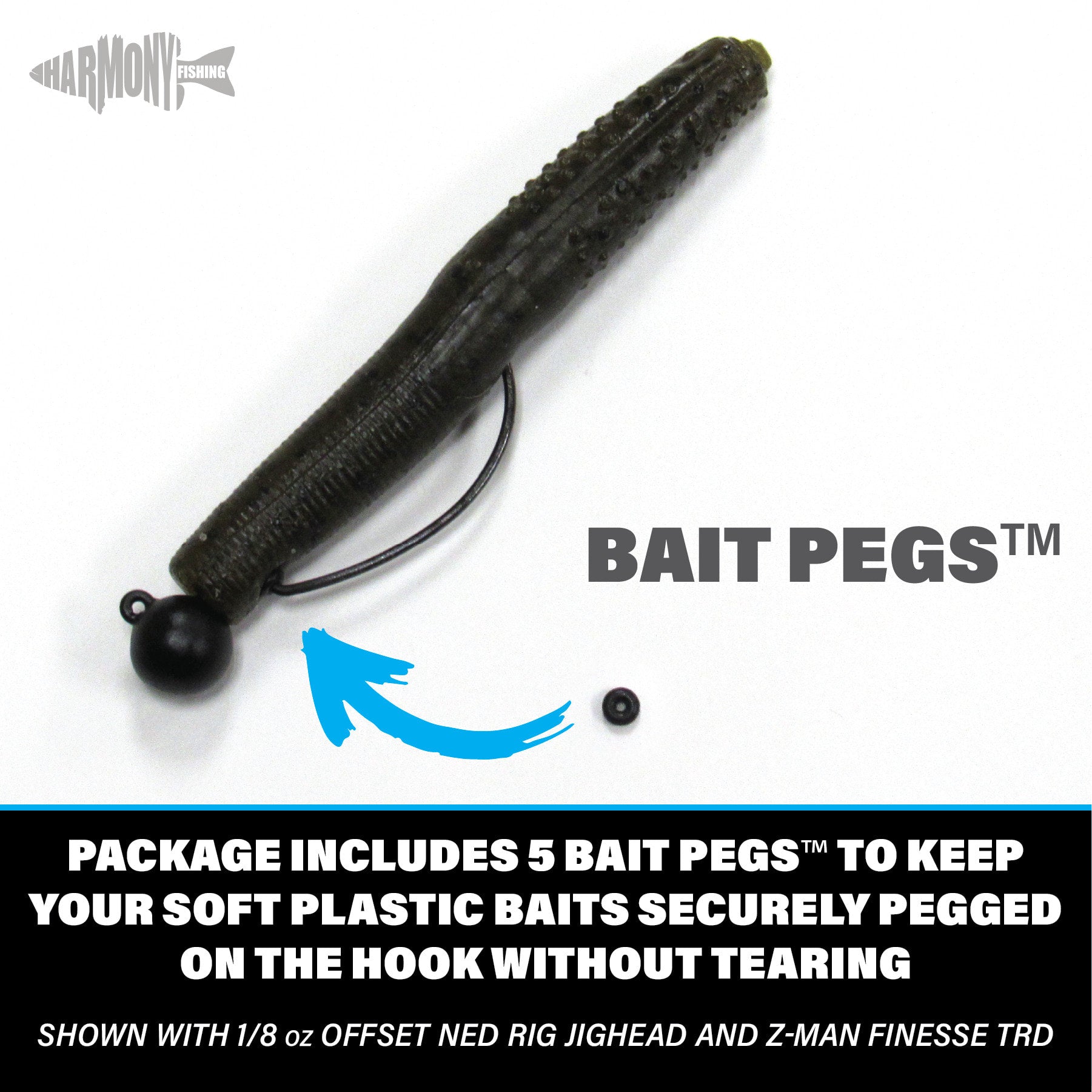 Tungsten Offset Weedless Ned Rig Jigheads (5 Pack w/ Bait Pegs)