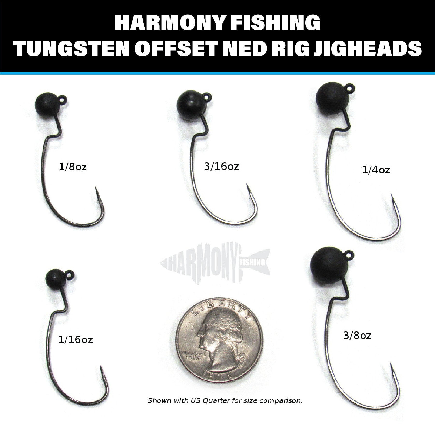 Tungsten Offset Weedless Ned Rig Jigheads (5 Pack w/ Bait Pegs)