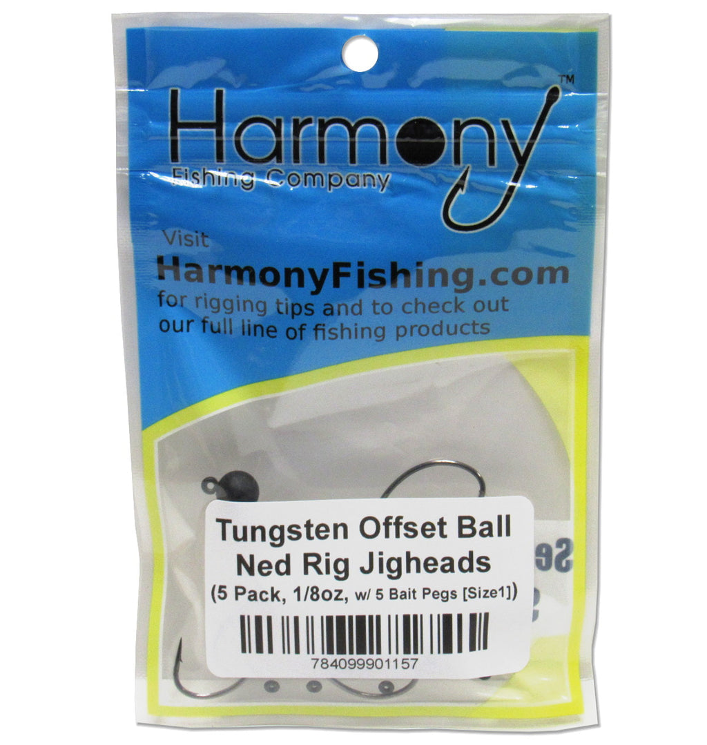 Tungsten Offset Weedless Ned Rig Jigheads (5 Pack w/ Bait Pegs)