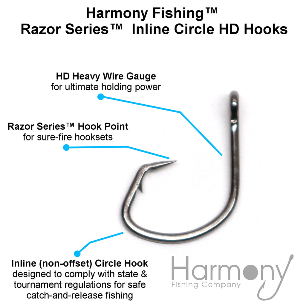 catch and release fishing circle hooks Harmony Fishing – Razor Series Inline Circle HD Hooks – Harmony Fishing Company