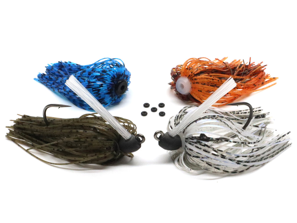 Tungsten Swim Jig Set with Quick-Change Skirts (2 Jigs, 4 Skirts, 5 Bait Pegs)