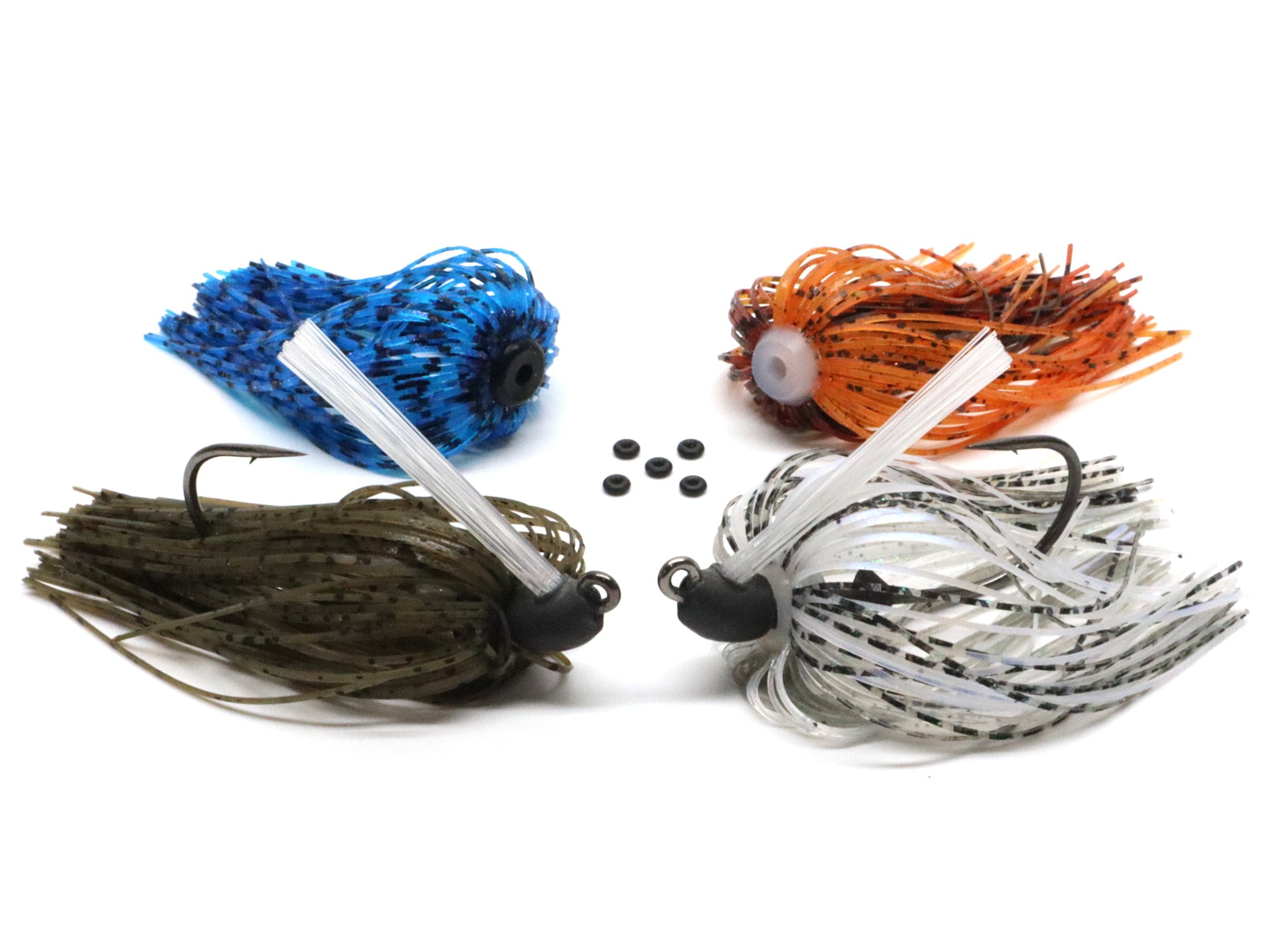 Tungsten Swim Jig Set with Quick-Change Skirts (2 Jigs, 4 Skirts, 5 Bait Pegs)