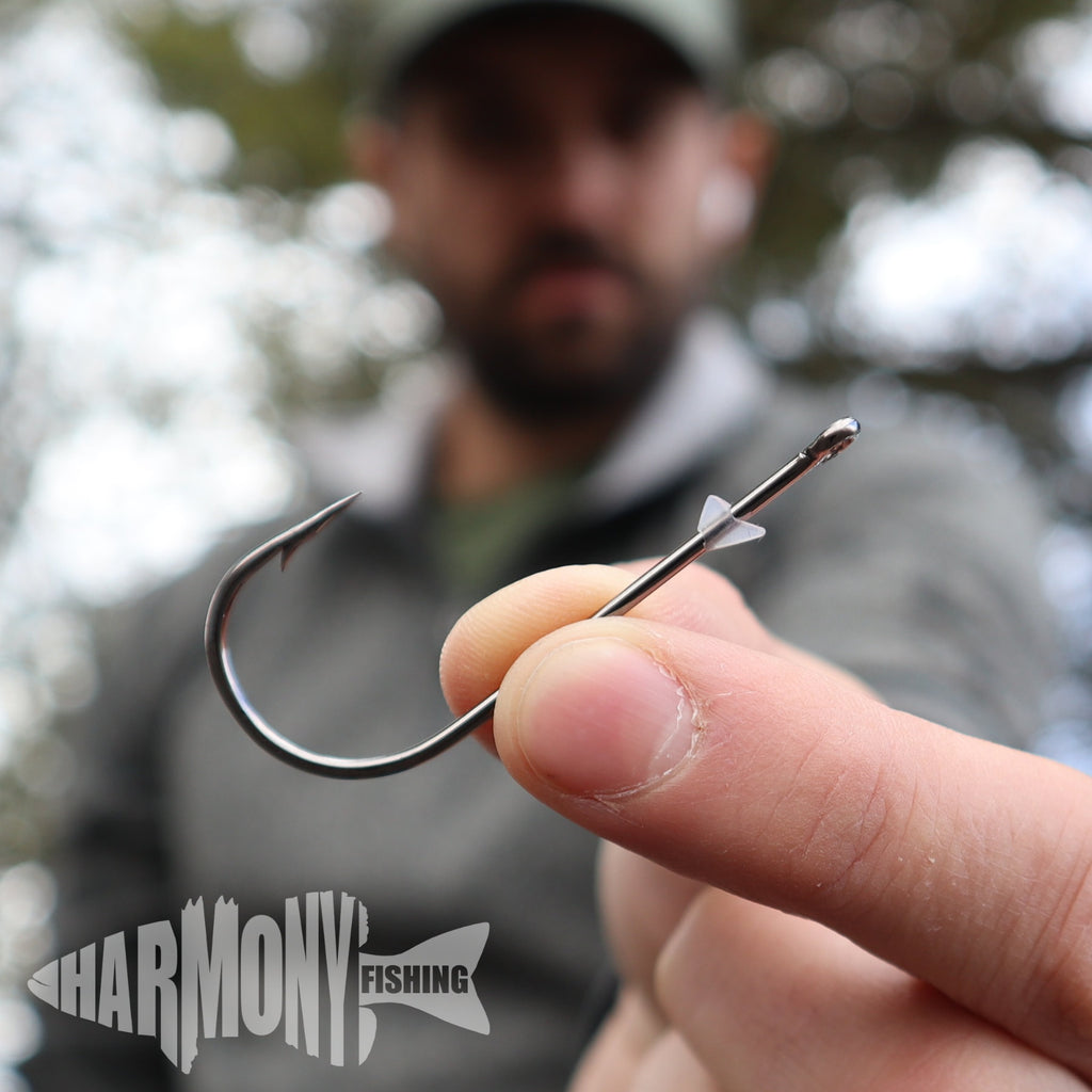 Harmony Fishing – Flex Keeper Flipping Hooks (10 Pack) – Bass Fishing Flippin Cover Hooks | Adjustable Flexible Bait Keeper | Epoxy Sealed Eye | HCS