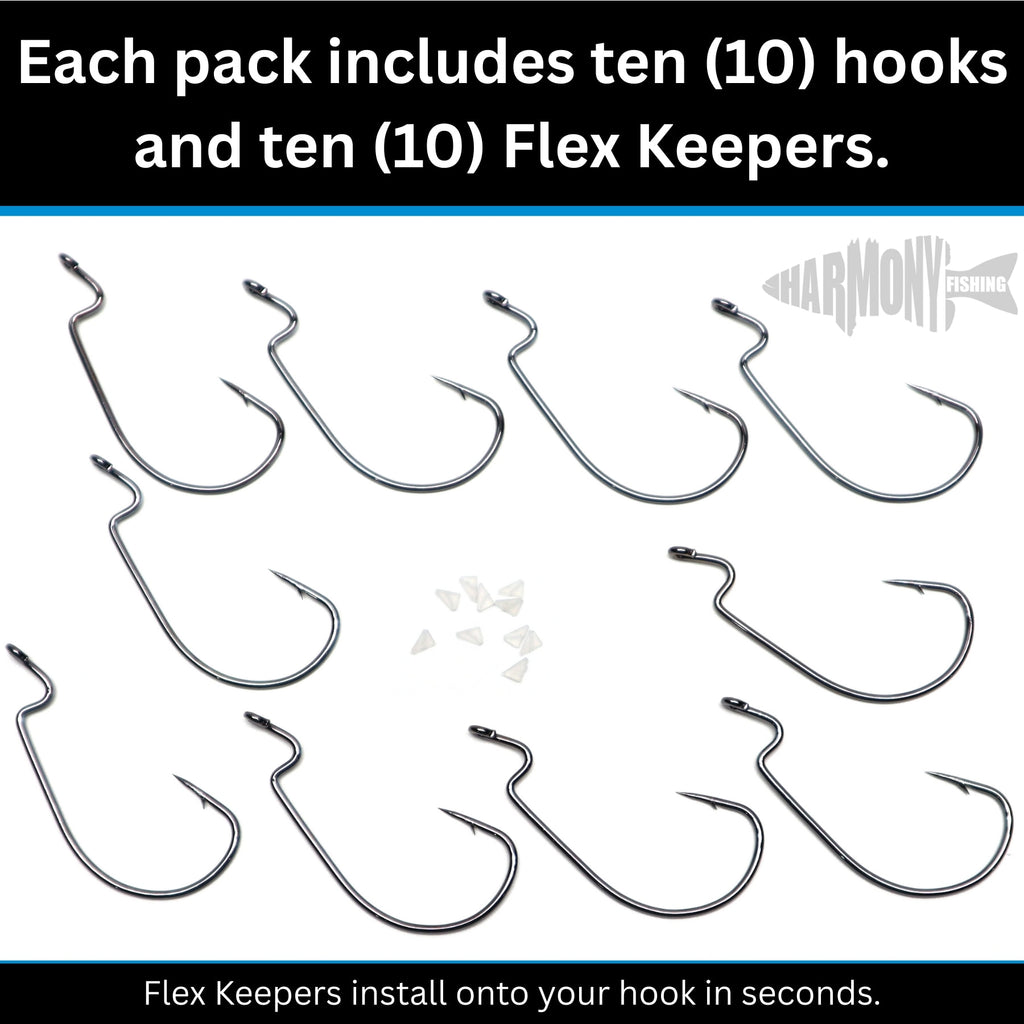 Razor Series EWG Offset Hooks with Flex Keepers (10 Pack)