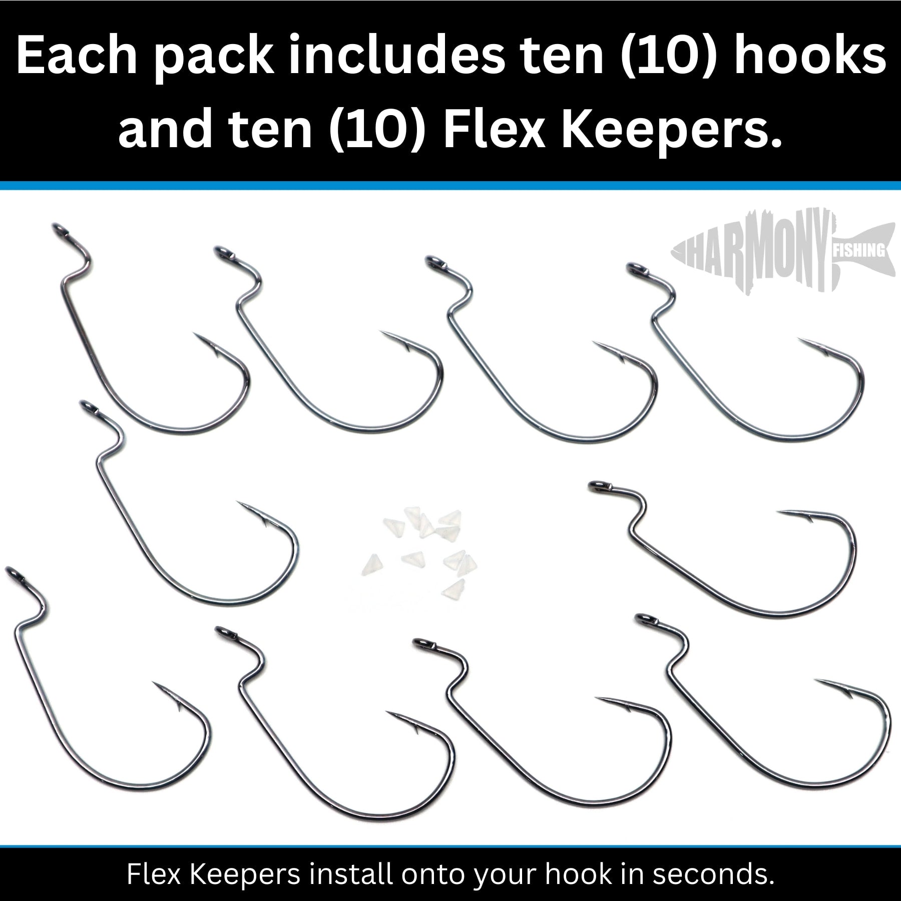Razor Series EWG Offset Hooks with Flex Keepers (10 Pack)