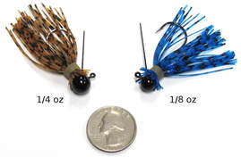 Harmony Fishing - Tungsten Weedless Ball Jigheads [Pack of 5 w/ 10 Bait Pegs] Ball Jig Heads for Swim Jigs and Soft Plastics, Size: 1/8oz, Black