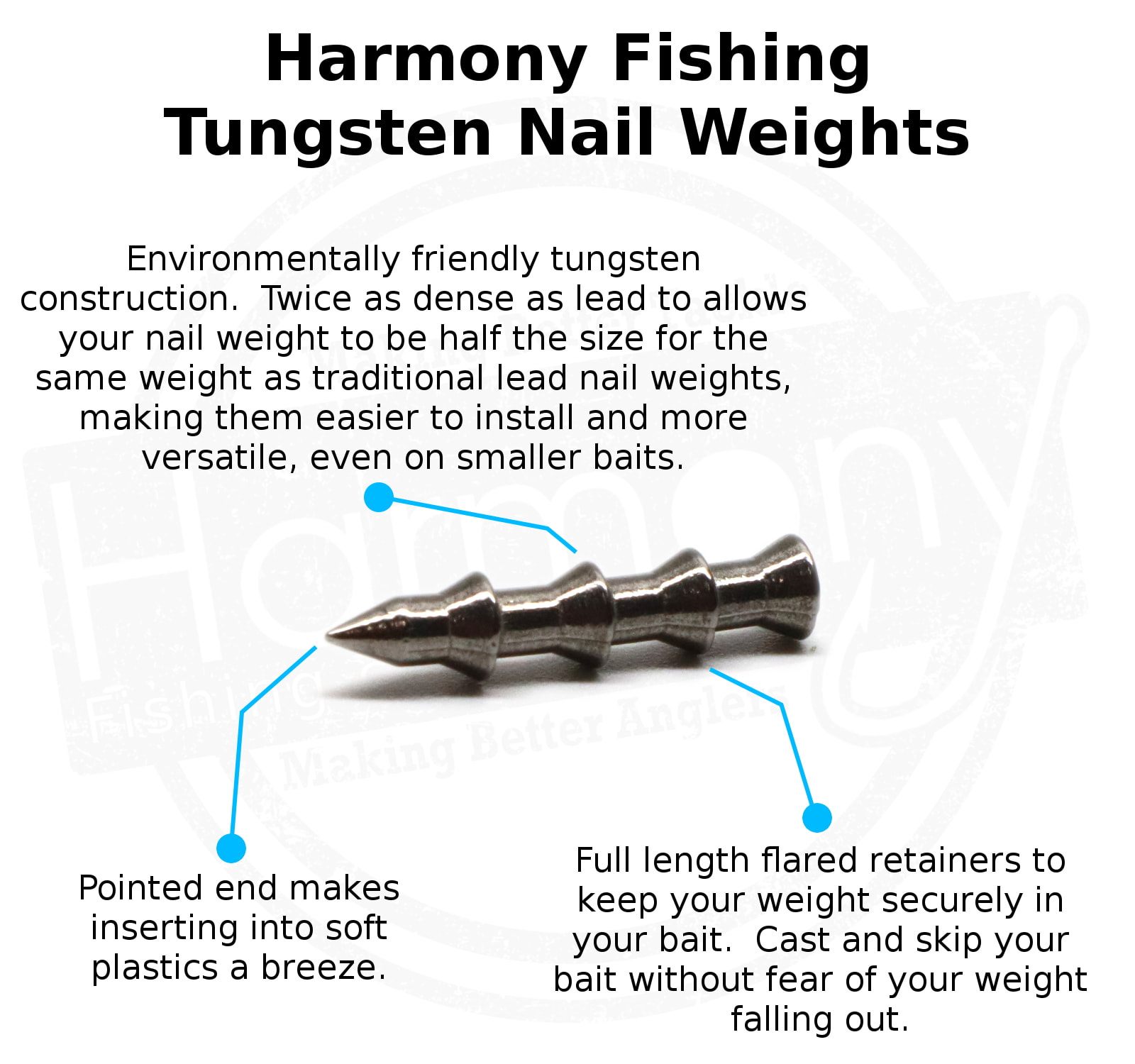 Harmony Fishing - Tungsten Worm Weights & Weight Pegs Select