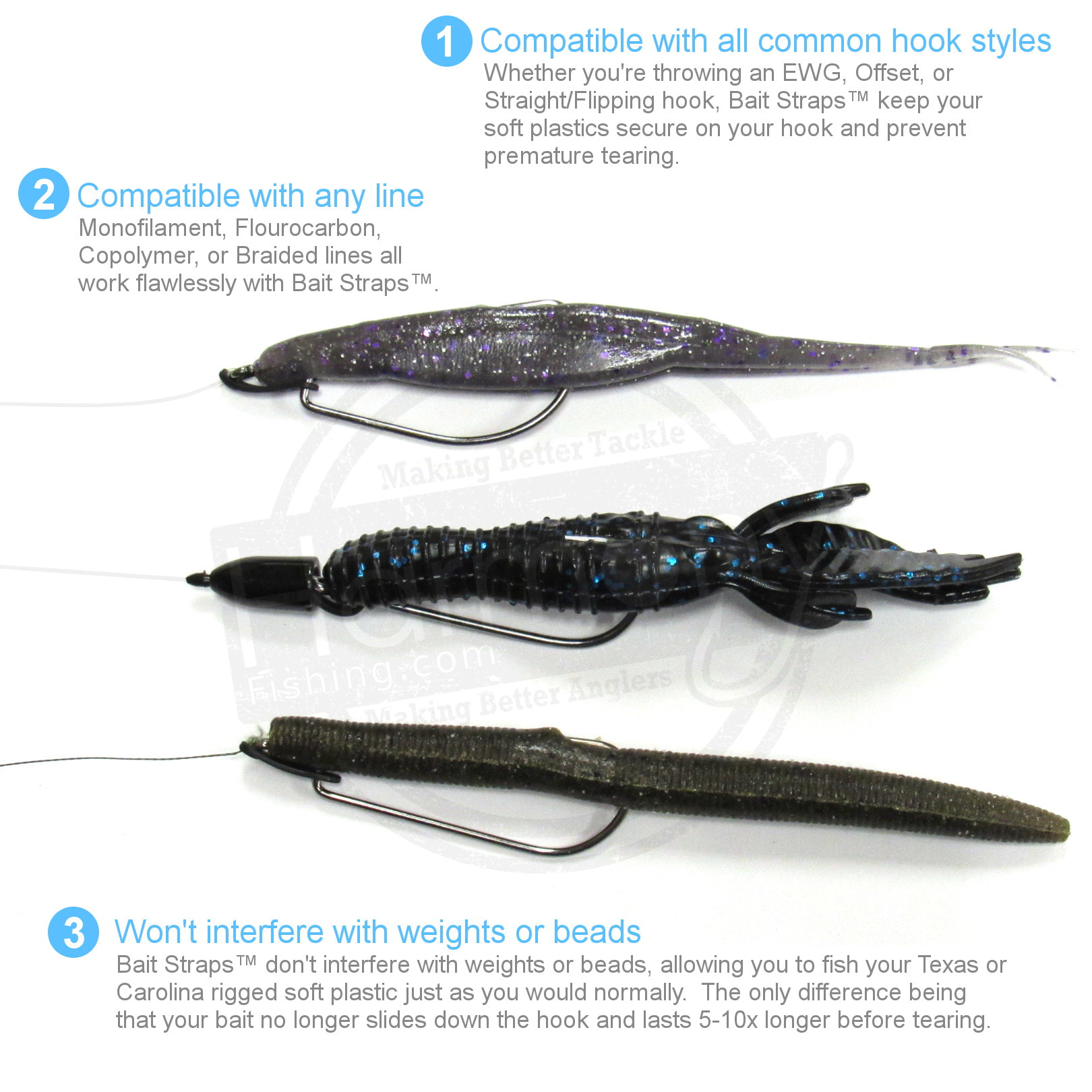 Bait Straps - Secure your soft plastic baits on your hook to