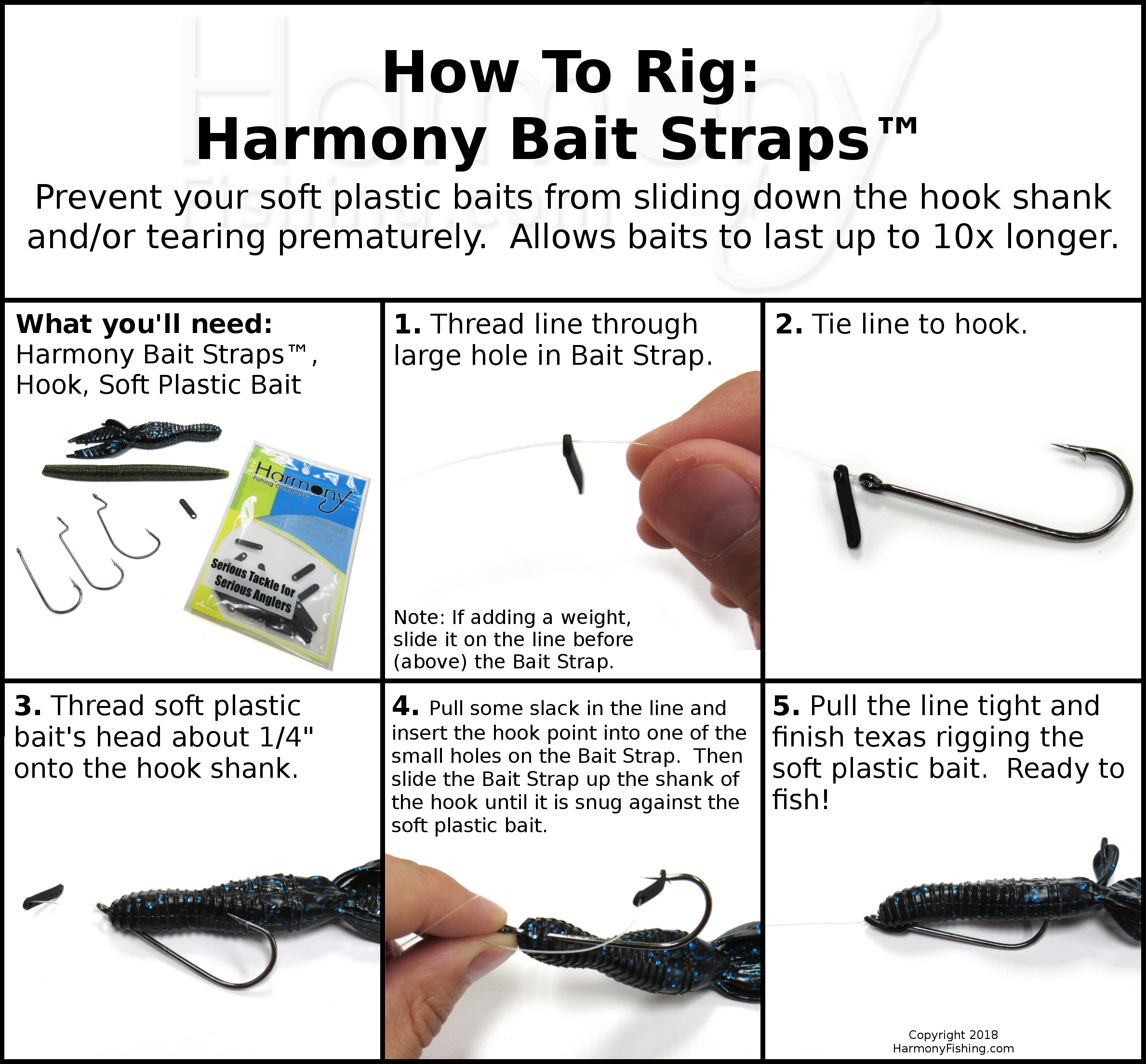 Harmony Razor Series Swimbait Hook 10 Pack w/10 Bait Pegs 5/0 10 Pack, Black