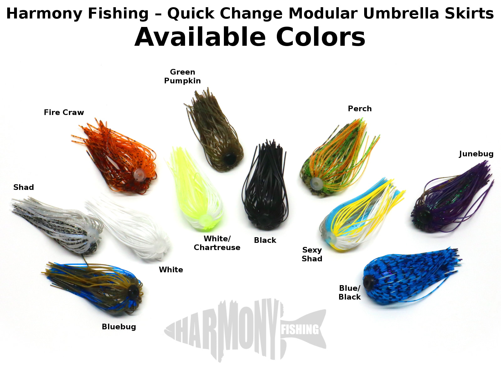 Harmony Fishing – Quick Change Modular Umbrella Skirts for Fishing  Jigs/Lures/Baits (10 Pack)